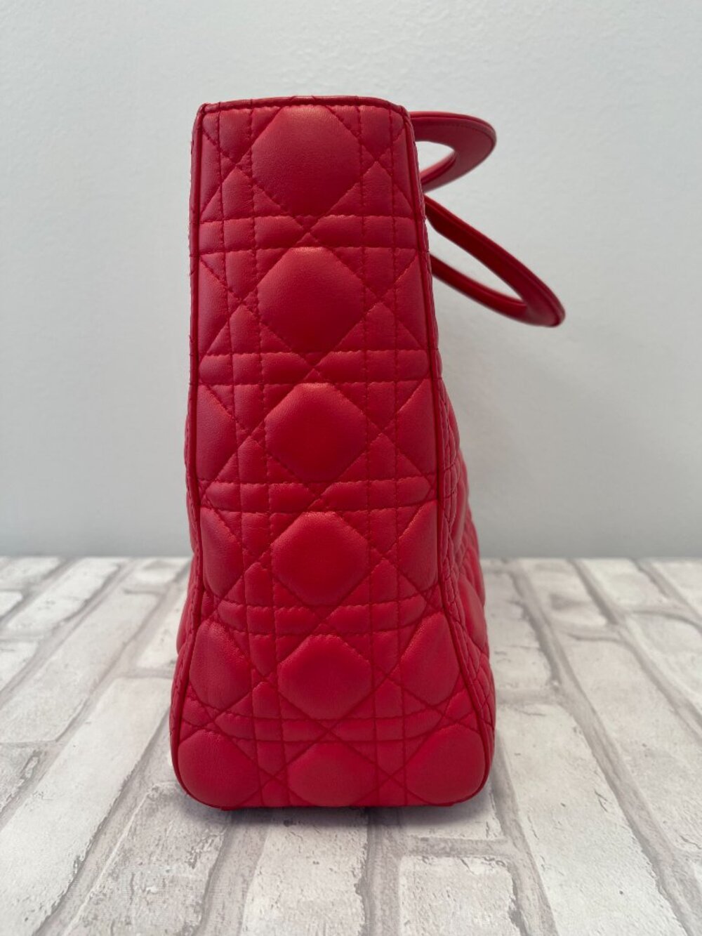 Dior Lady Dior in Red Lambskin - Large - Preowned - Picture 7 of 16